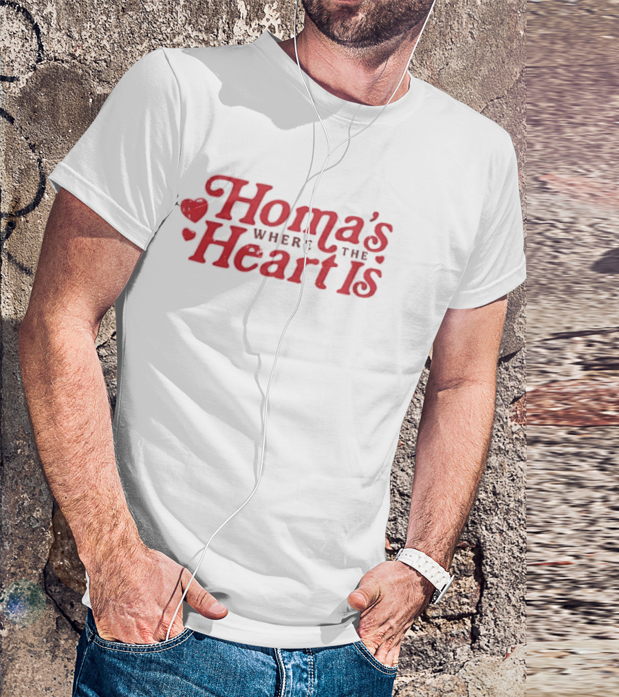 Homa's Where The Heart Is Red Text With Heart T-Shirt