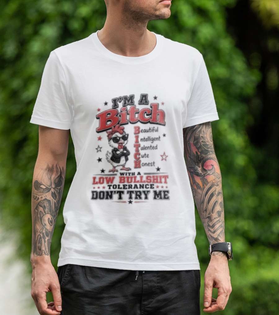 I'm A Bitch Beautiful Intelligent Talented Honest Low Bullshit Tolerance Don't Try T-Shirt