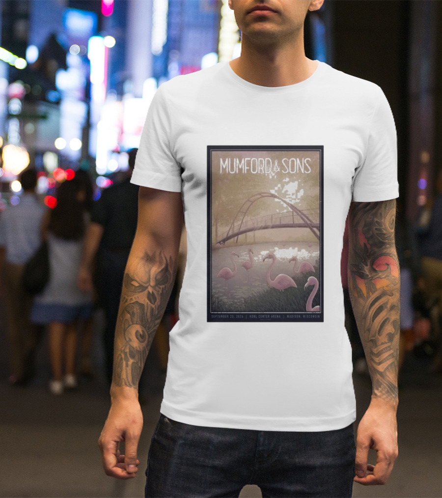 Mumford And Sons Concert Featuring Flamingos At Kohl Center Arena Madison WI September 23 2026 T-Shirt