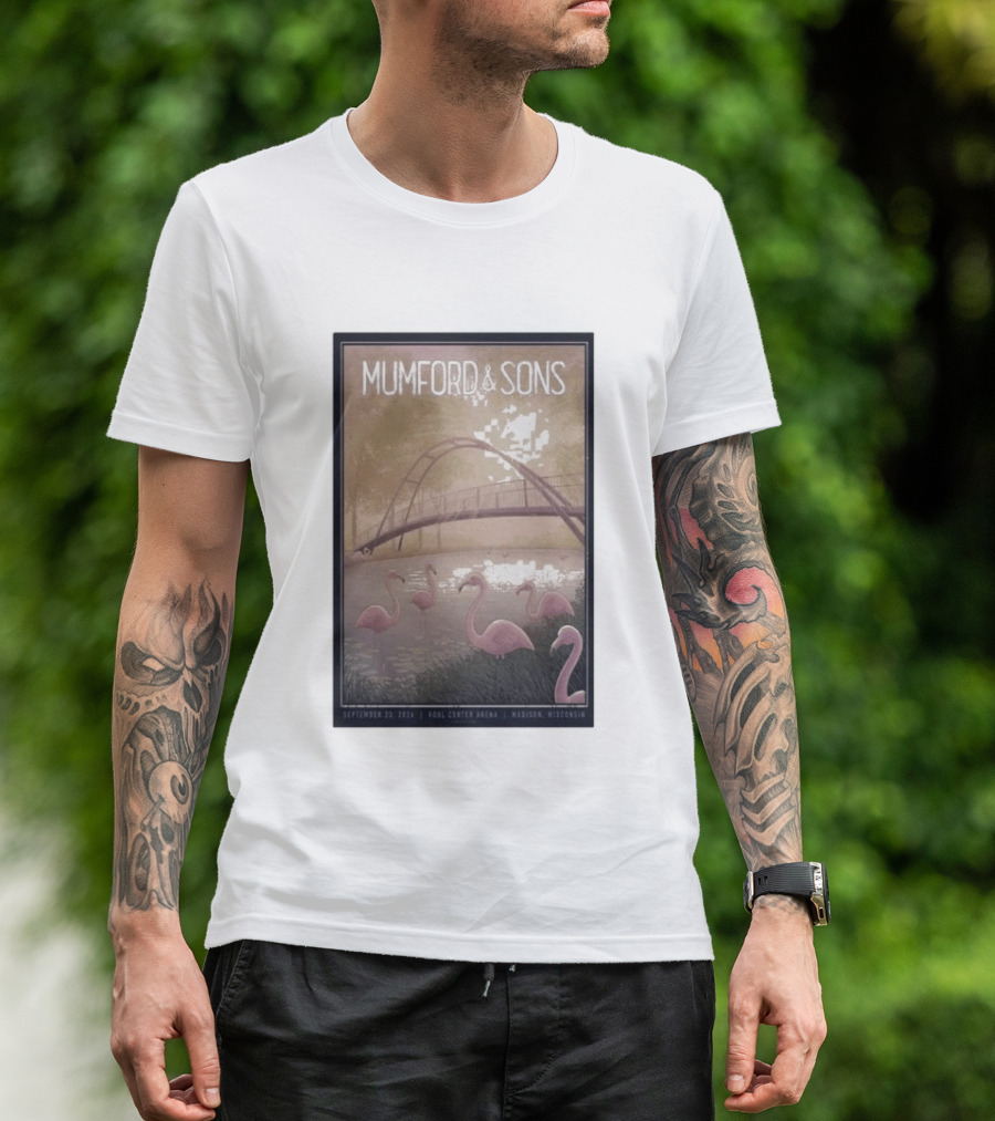 Mumford And Sons Concert Featuring Flamingos At Kohl Center Arena Madison WI September 23 2026 T-Shirt