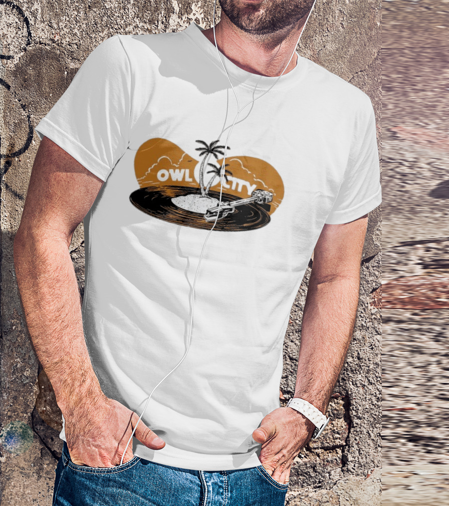 Owl City Vinyl Beach Paradise With Palm Trees T-Shirt