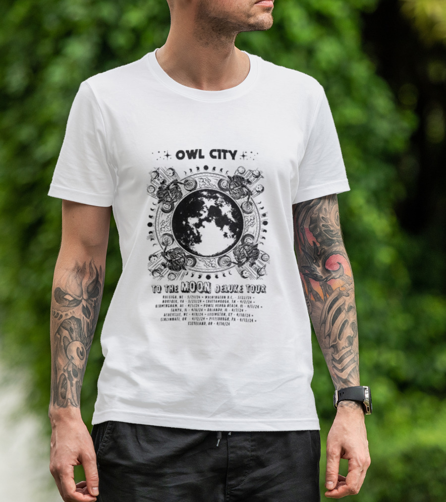 Owl City To The Moon Deluxe 2024 Concert Tour Dates And Locations T-Shirt