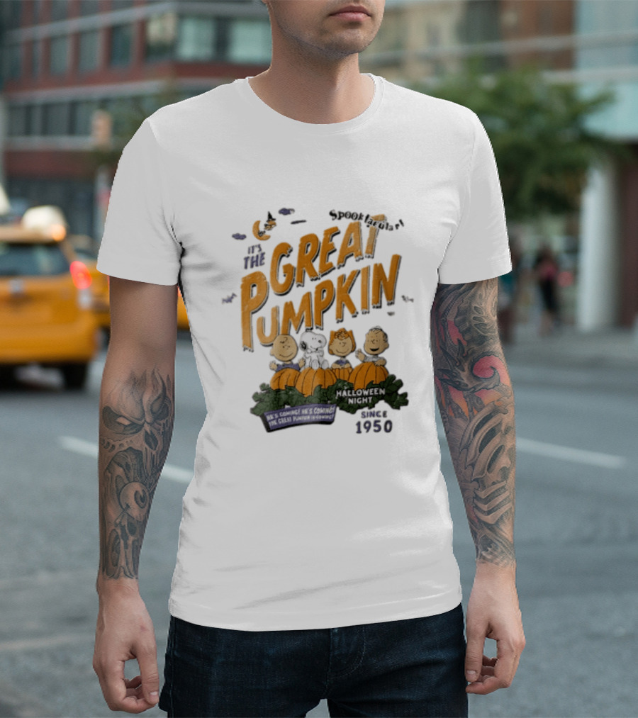 Spooktacular It's The Great Pumpkin Halloween Night Since 1950 Peanuts Charlie Brown Snoopy T-Shirt