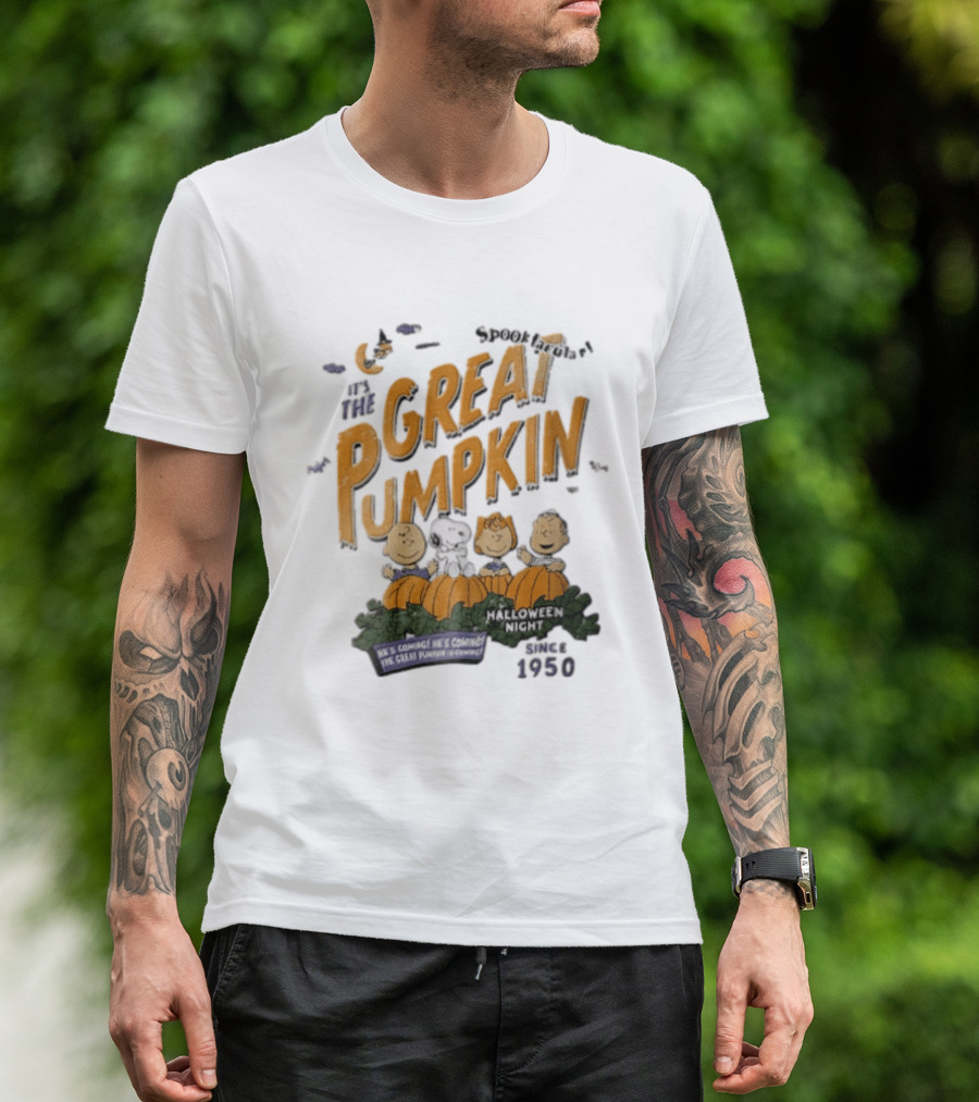 Spooktacular It's The Great Pumpkin Halloween Night Since 1950 Peanuts Charlie Brown Snoopy T-Shirt