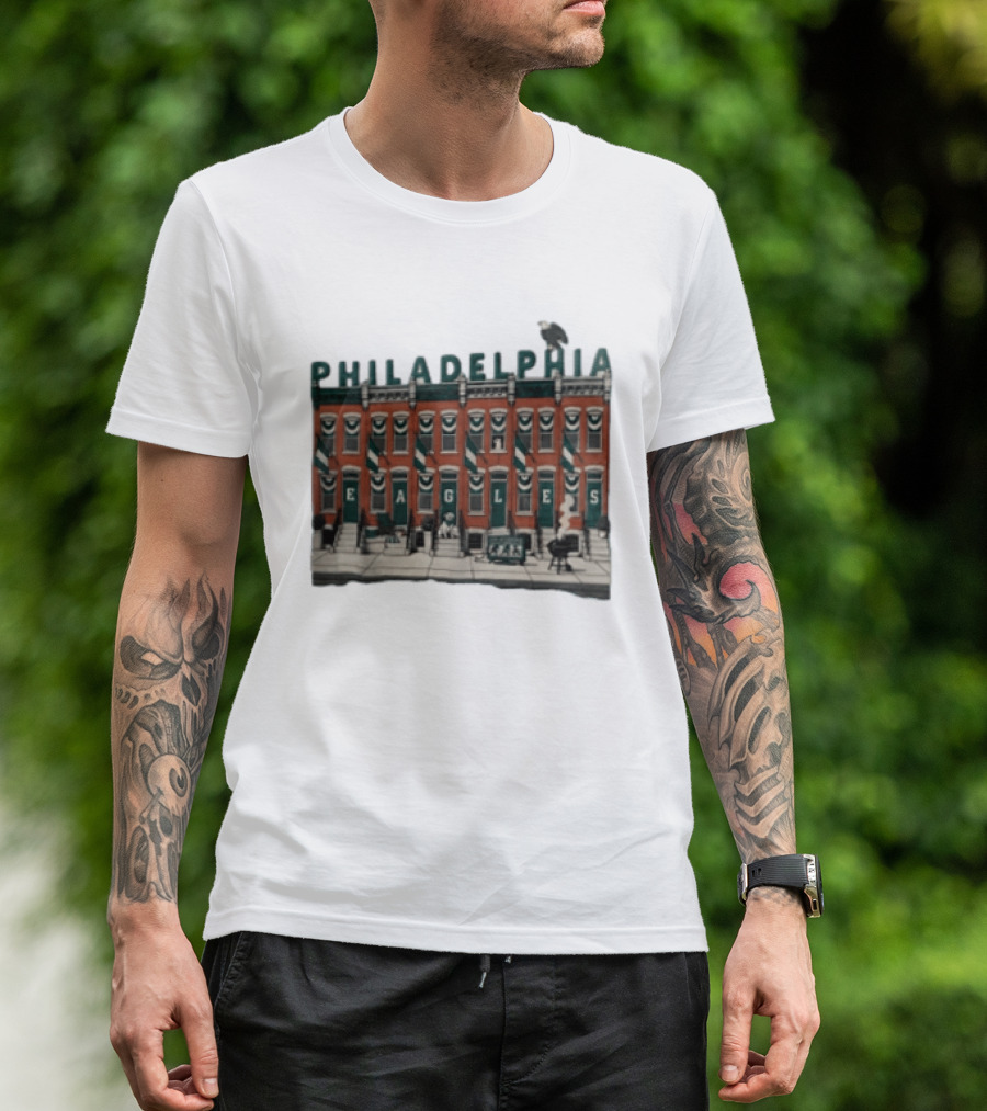 Philadelphia Eagles Birds On The Block Rowhouses T-Shirt