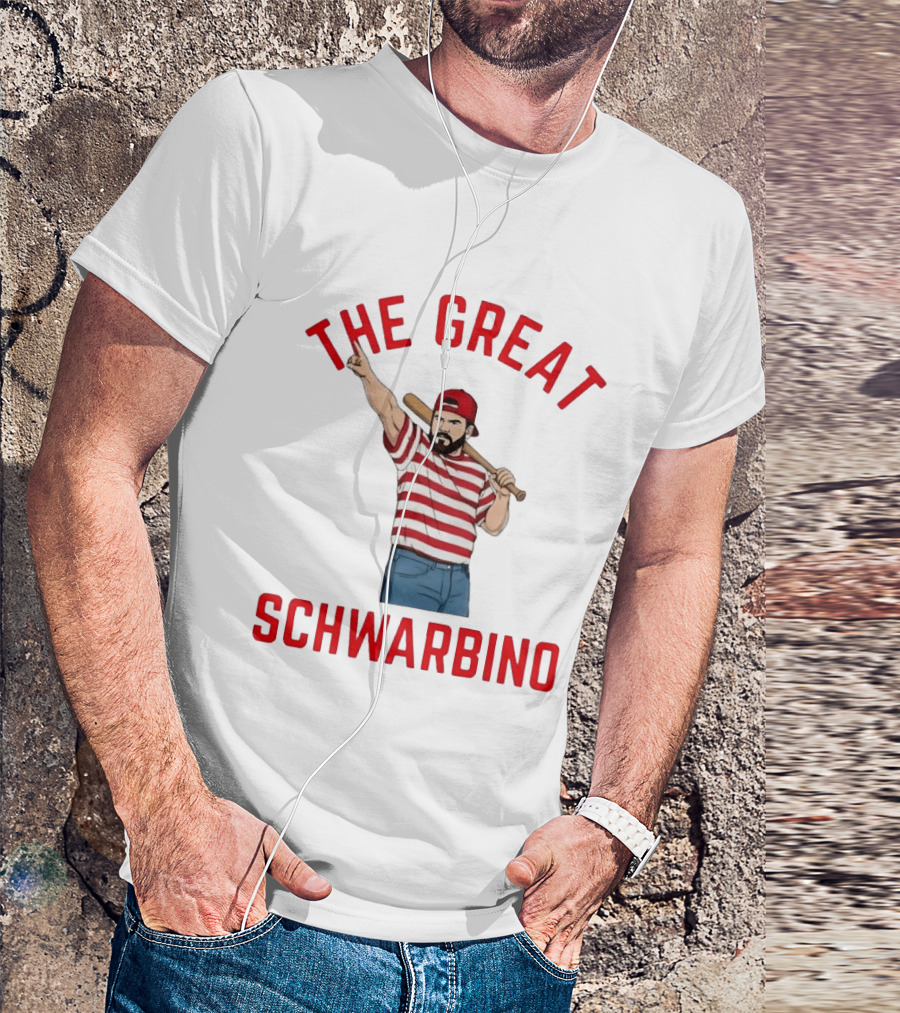 Philadelphia Phillies The Great Schwarbino Baseball Player Stripes And Bat T-Shirt
