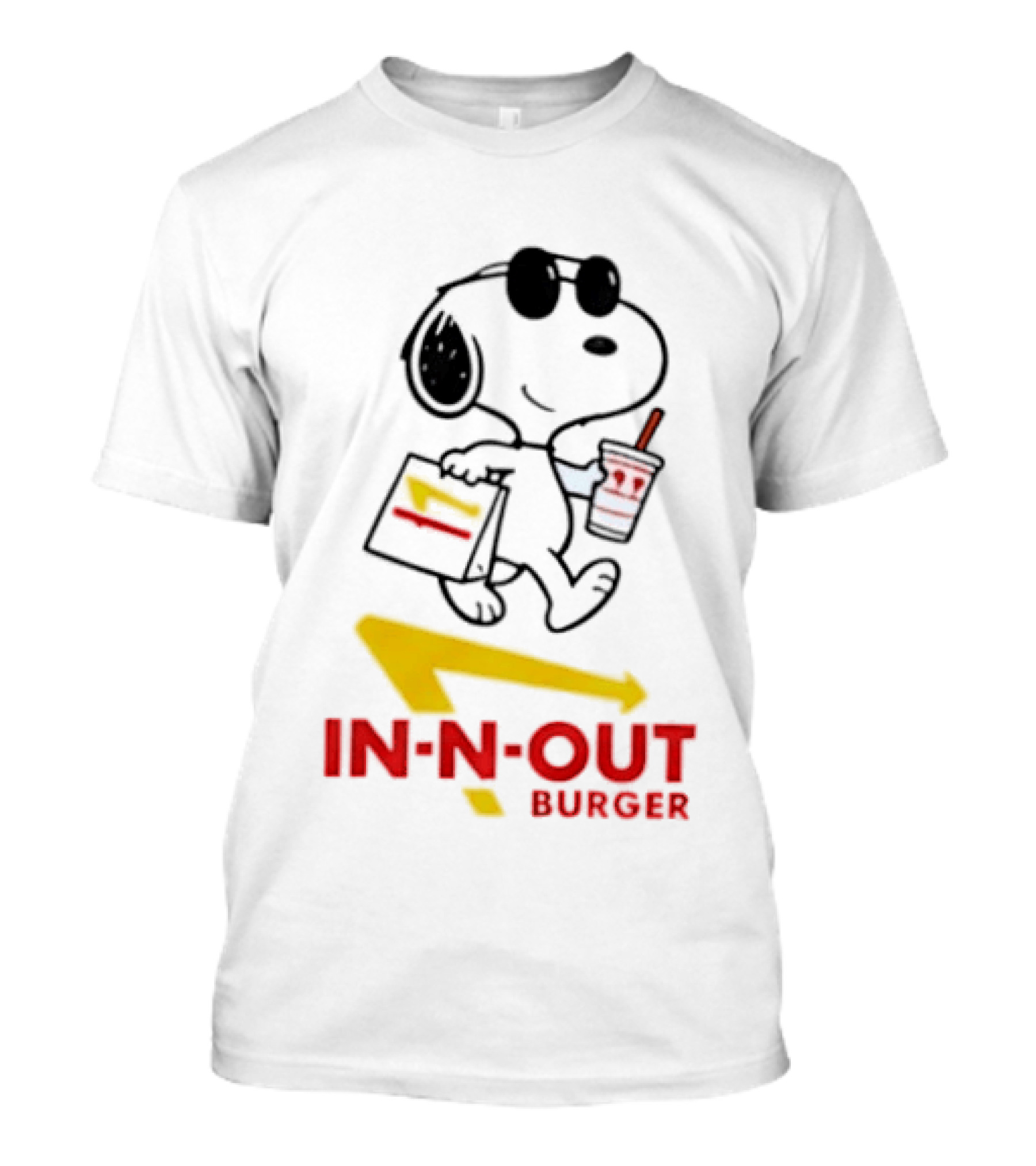 Snoopy With In N Out Burger Bag And Drink Peanuts Fast Food T-Shirt