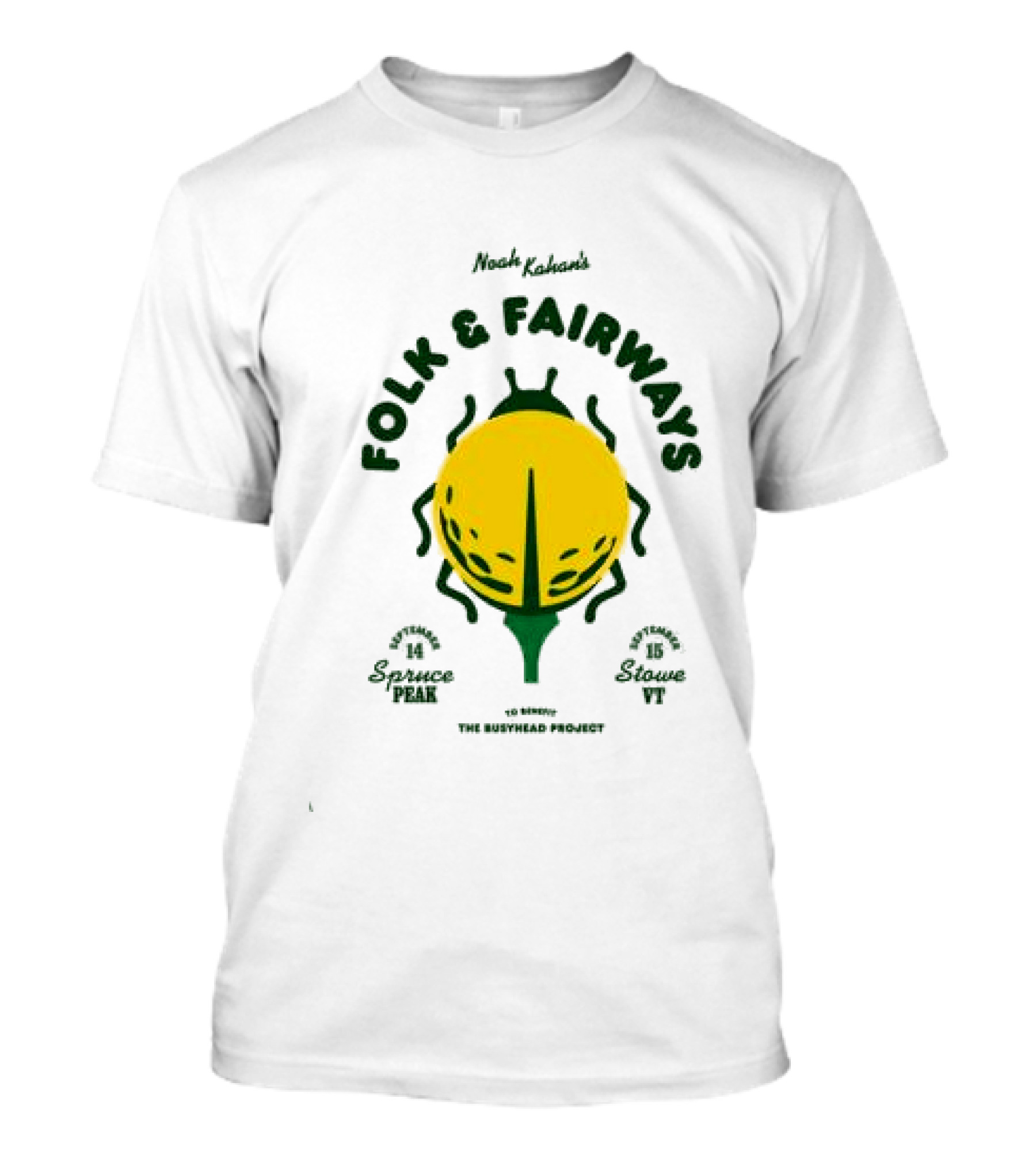 The Busyhead Project Shop 2026 Folk And Fairways Beetle Green Yellow T-Shirt