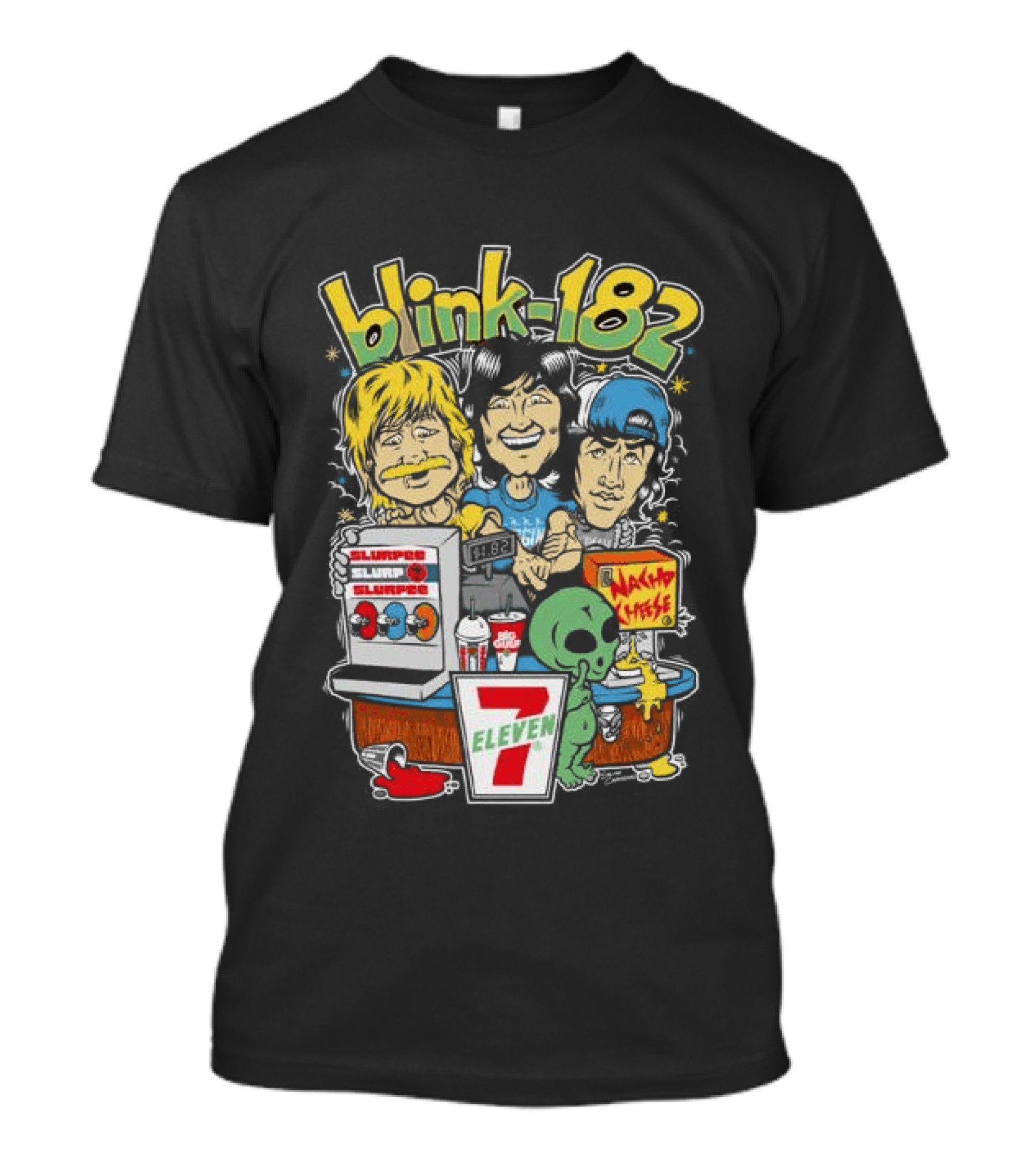 Blink 182 Store 7 Eleven X Blink 182 Take It To Eleven Nacho Fries Slurpee Alien T-Shirt