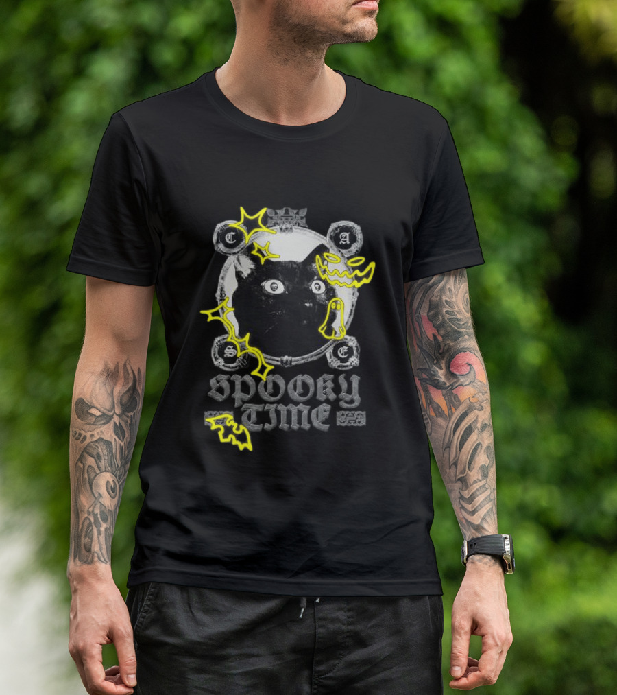 Caseoh Games Store Caseoh's Kitty Spooky Time Black Cat Ghosts T-Shirt