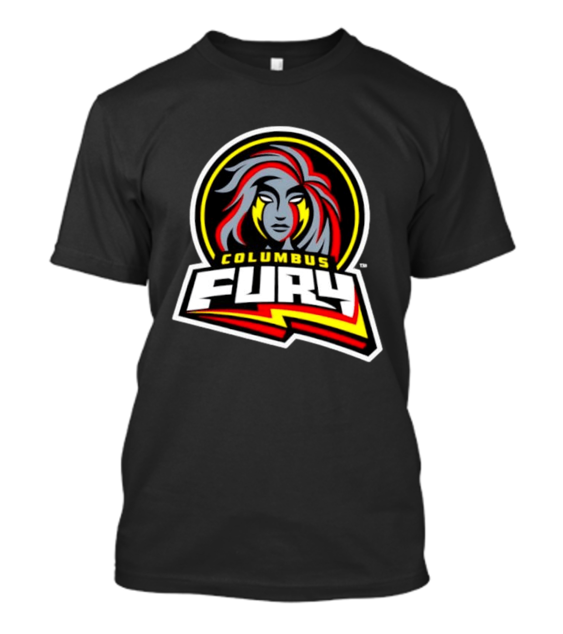 Columbus Fury Iconic Logo With Bold Red And Yellow Accents T-Shirt