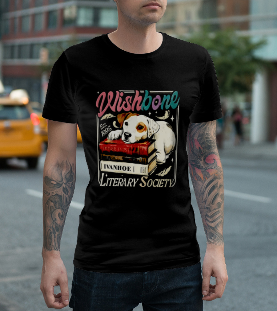Wishbone Jack Russell Terrier Literary Society Ivanhoe Aaron Twist Books T-Shirt