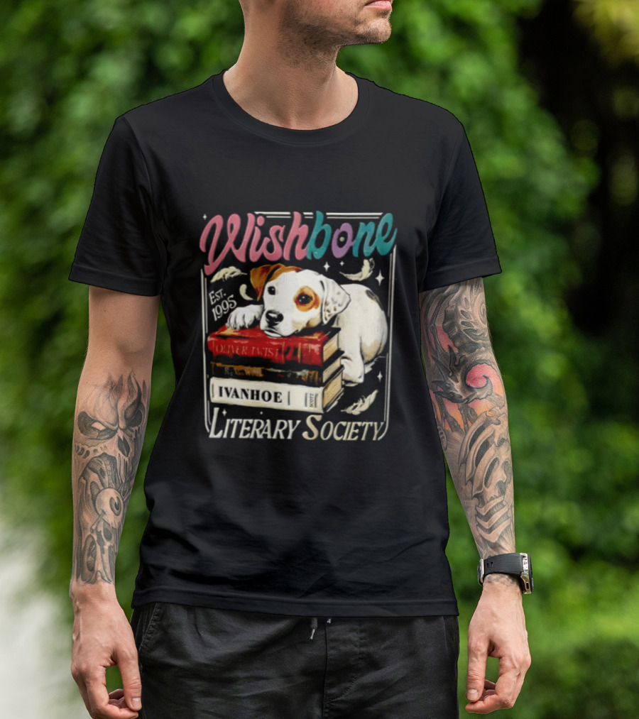 Wishbone Jack Russell Terrier Literary Society Ivanhoe Aaron Twist Books T-Shirt