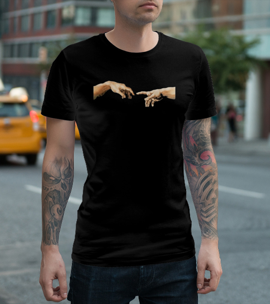 Michelangelo The Creation Of Adam Hands Gesture Renaissance T-Shirt