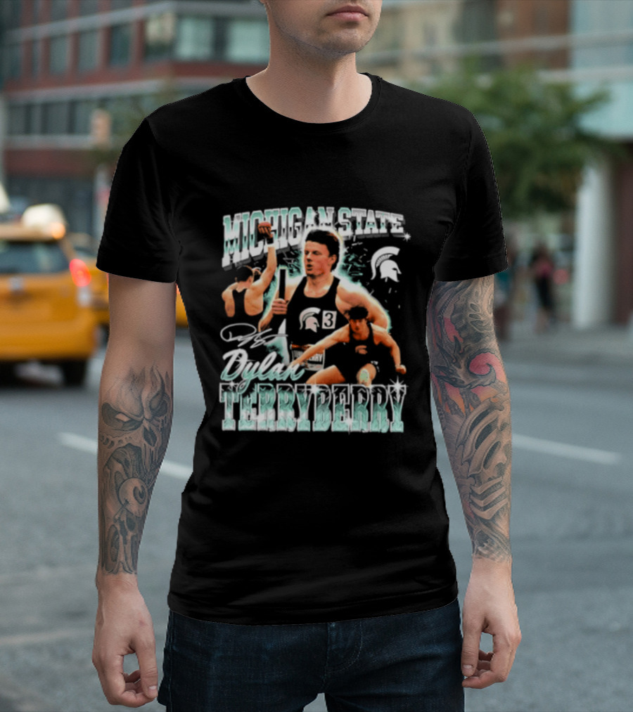 Michigan State Spartans Dylan Terryberry Player Collage T-Shirt
