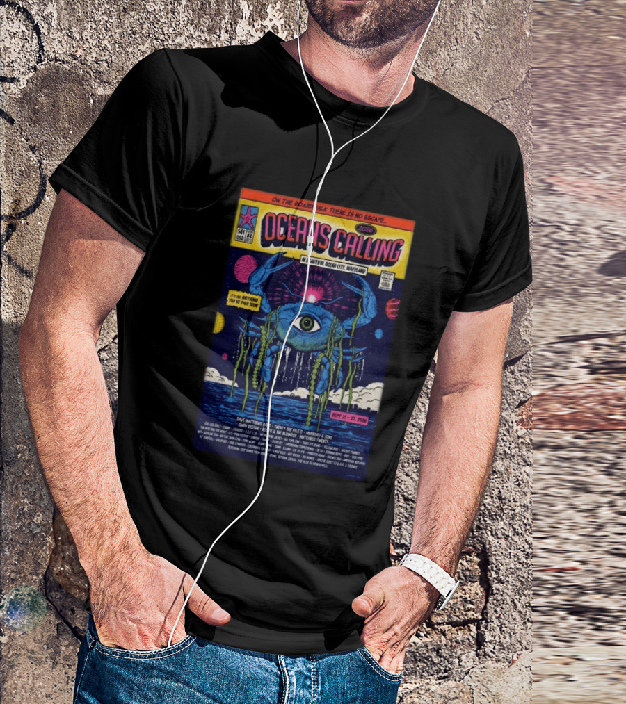 Oceans Calling Festival 2026 Ocean City Maryland Lineup Dave Matthews Band The Lumineers Alanis Morissette 9 25 27 Crab Eye Comic T-Shirt