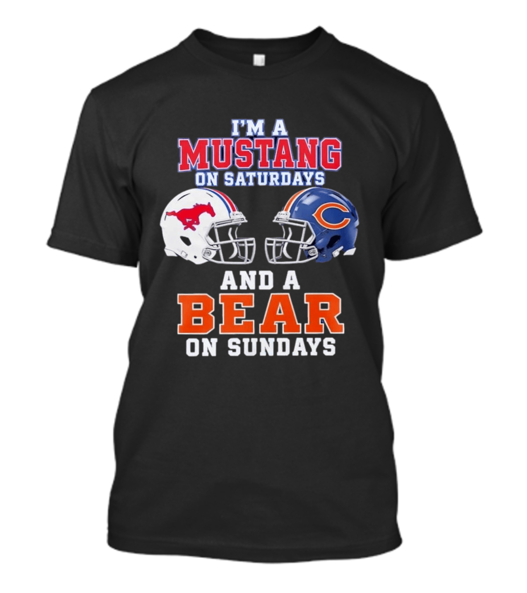 I'm A Mustang On Saturdays And A Bear On Sundays Football Helmet Logos T-Shirt