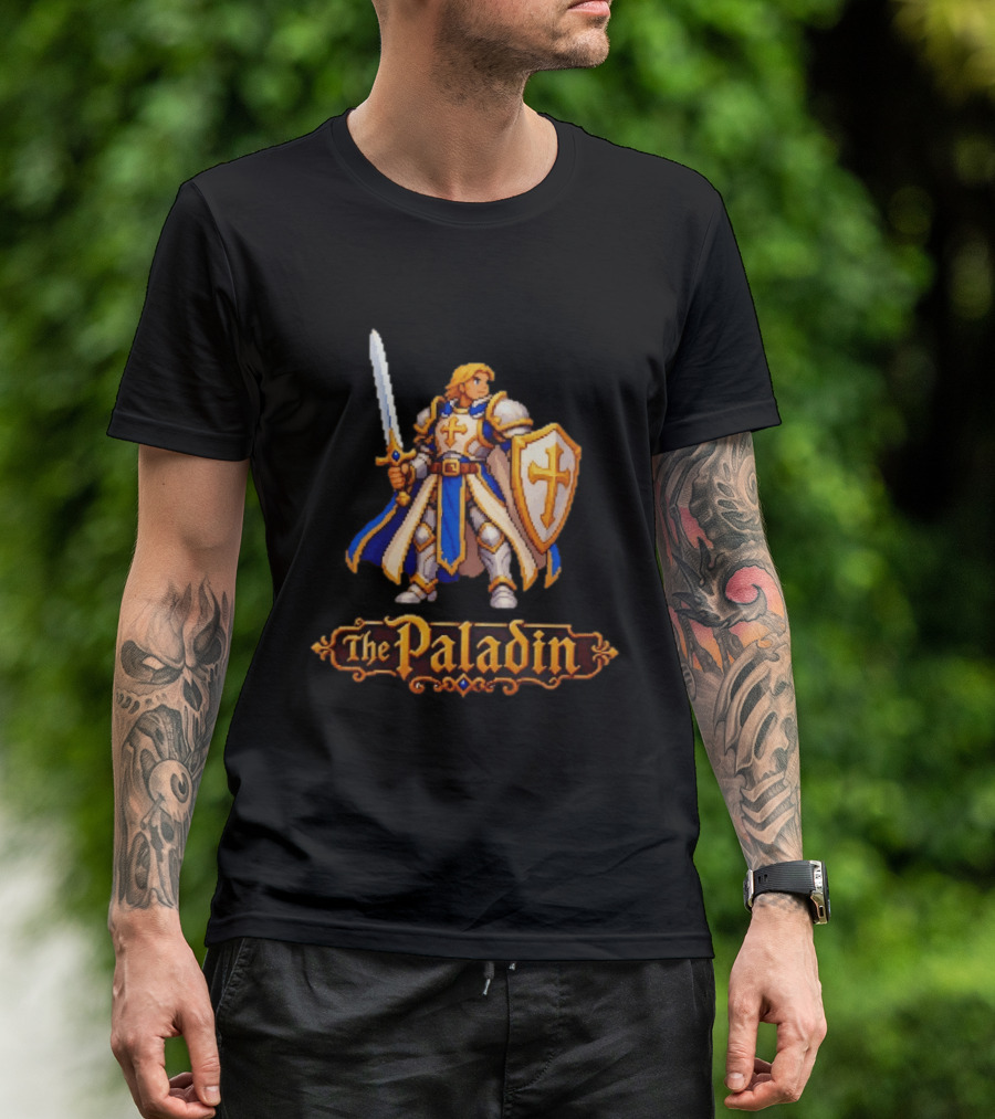The Paladin Retro 16 Bit Game Warrior T-Shirt