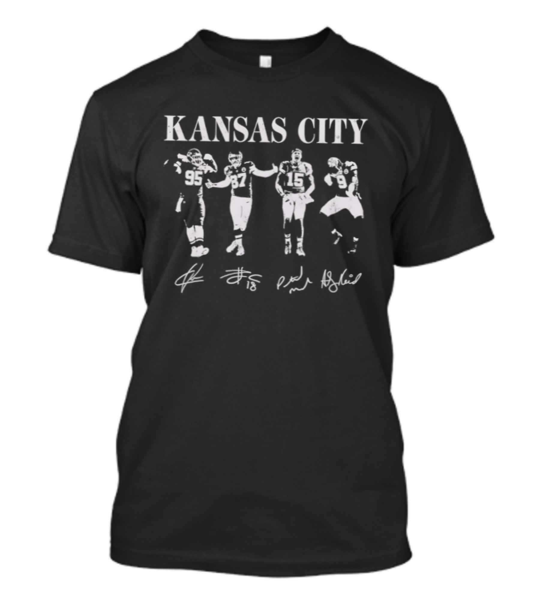 Kansas City Chiefs Players 95 87 15 9 Silhouette Signatures T-Shirt
