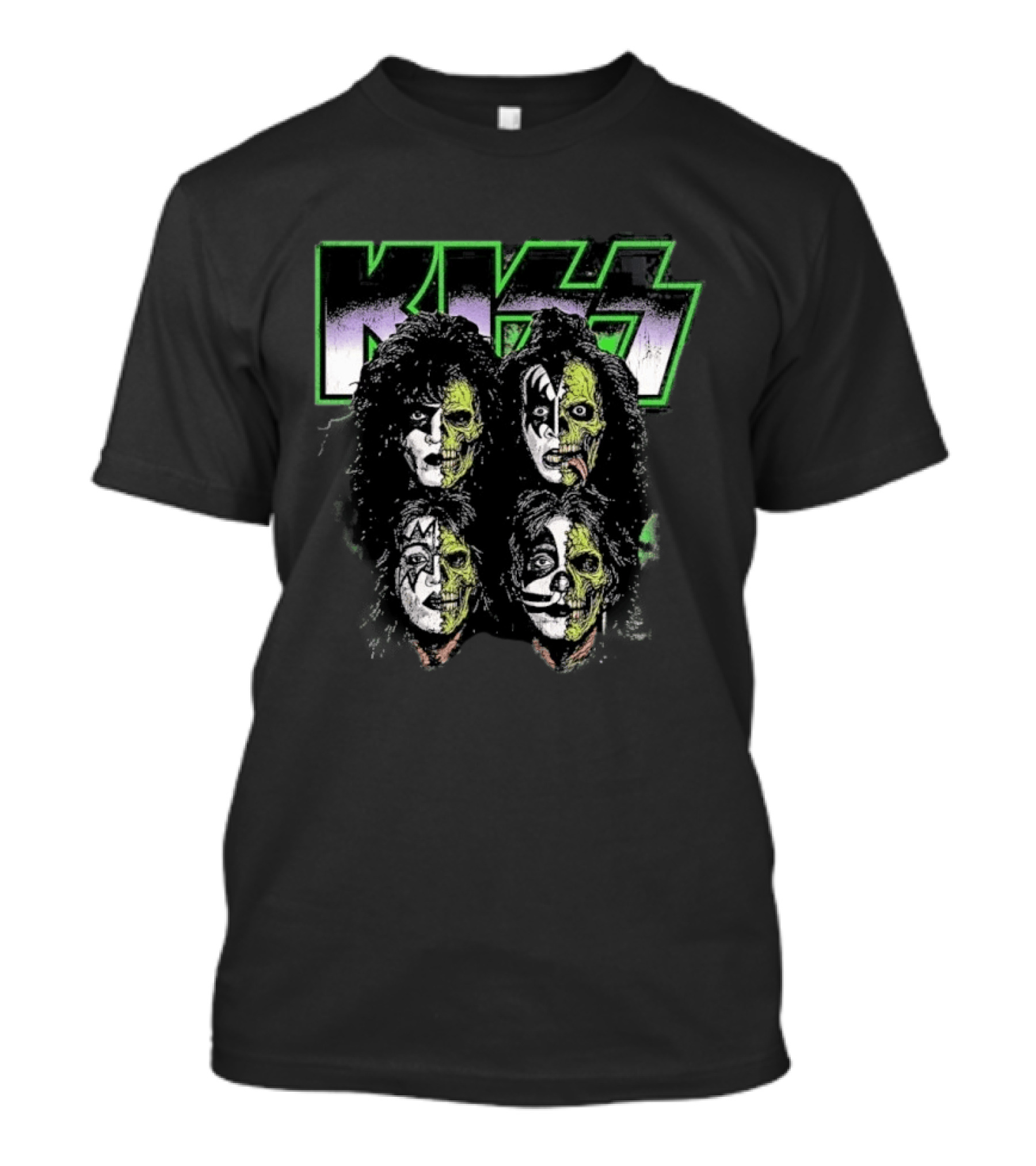 Kiss 2026 Halloween Zombie Band Members Costume Faces T-Shirt