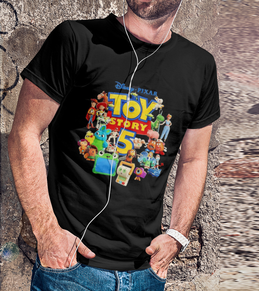 Disney Pixar Toy Story 5 Characters Collection Woody Buzz Rex Bo Peep Mr Potato Head Slinky Jessie Forky T-Shirt