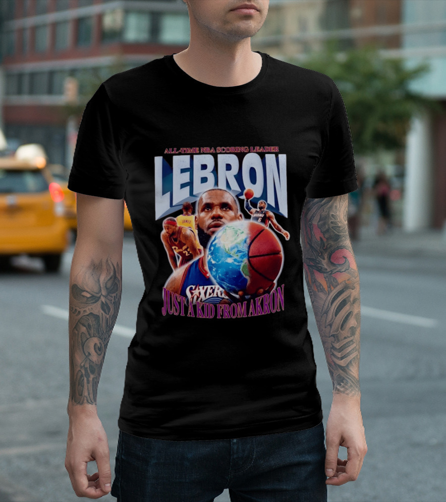 LeBron All Time NBA Scoring Leader Just A Kid From Akron T-Shirt