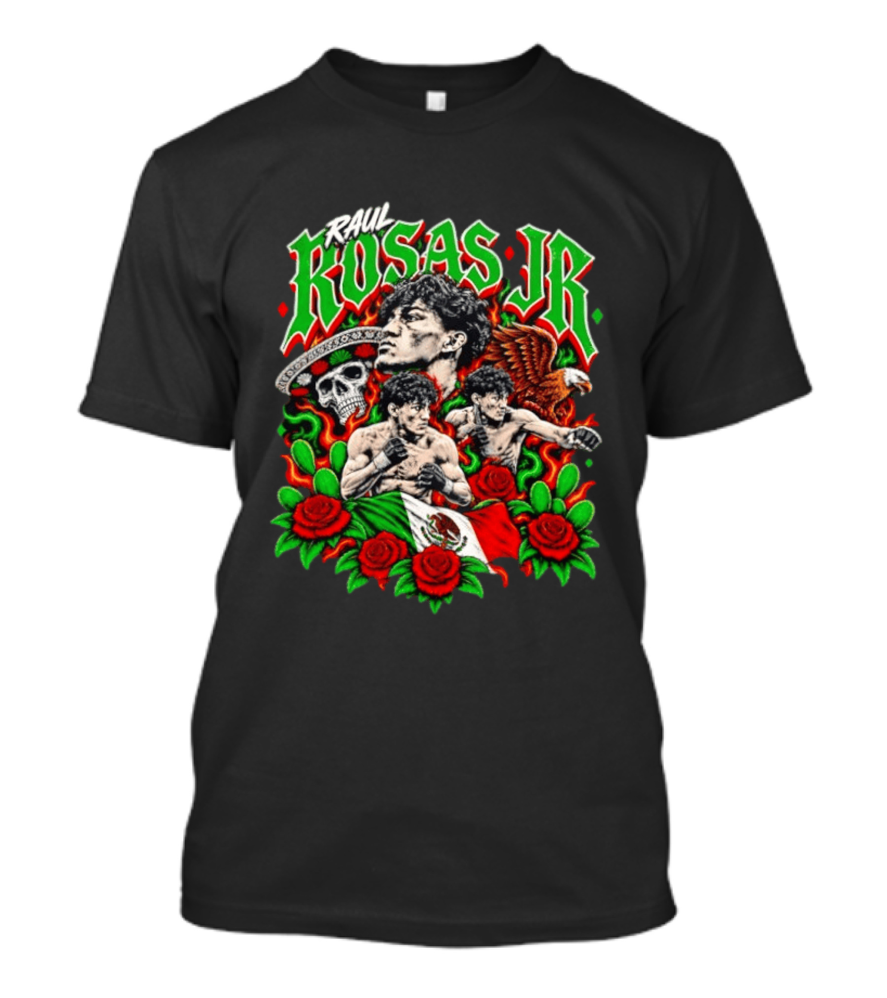 Raúl Rosas Jr UFC Mexican Flag Rose Skull Eagle T-Shirt