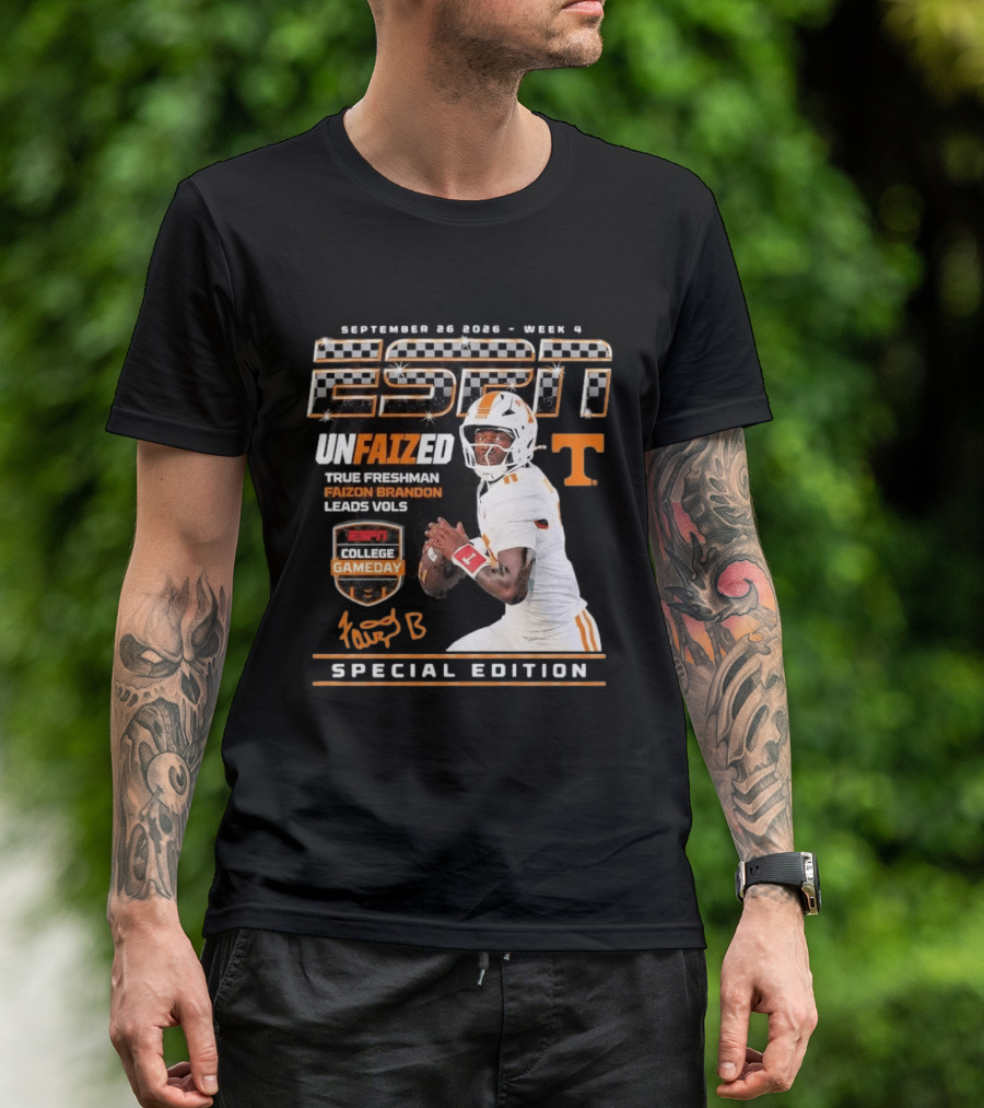 September 26 2026 Week 4 Unfaized True Freshman Faizon Brandon Leads Vols ESPN College Gameday Special Edition T-Shirt