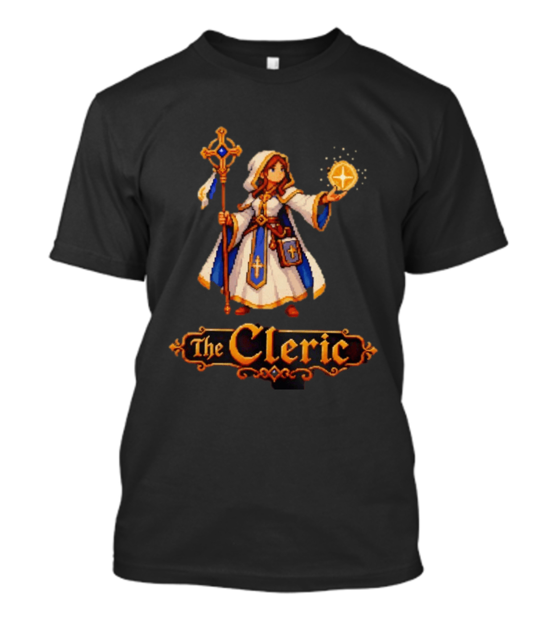 The Cleric 16 Bit Game Cartoon Pixel Art Mage T-Shirt