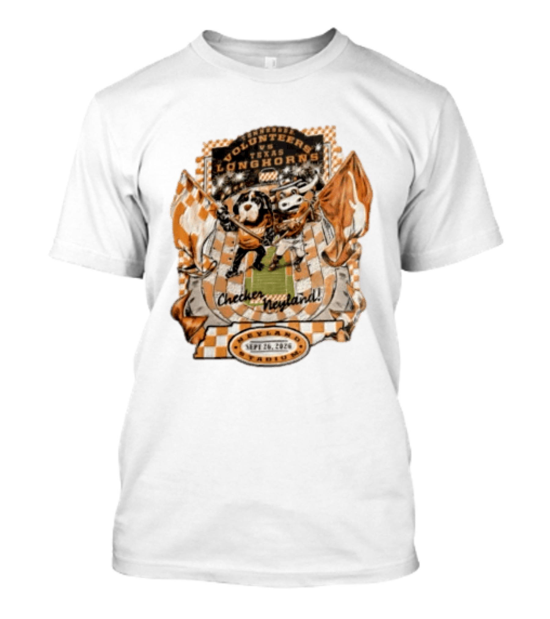 Tennessee Volunteers Vs Texas Longhorns Neyland Stadium Checker Neyland Sept 26 2026 T-Shirt