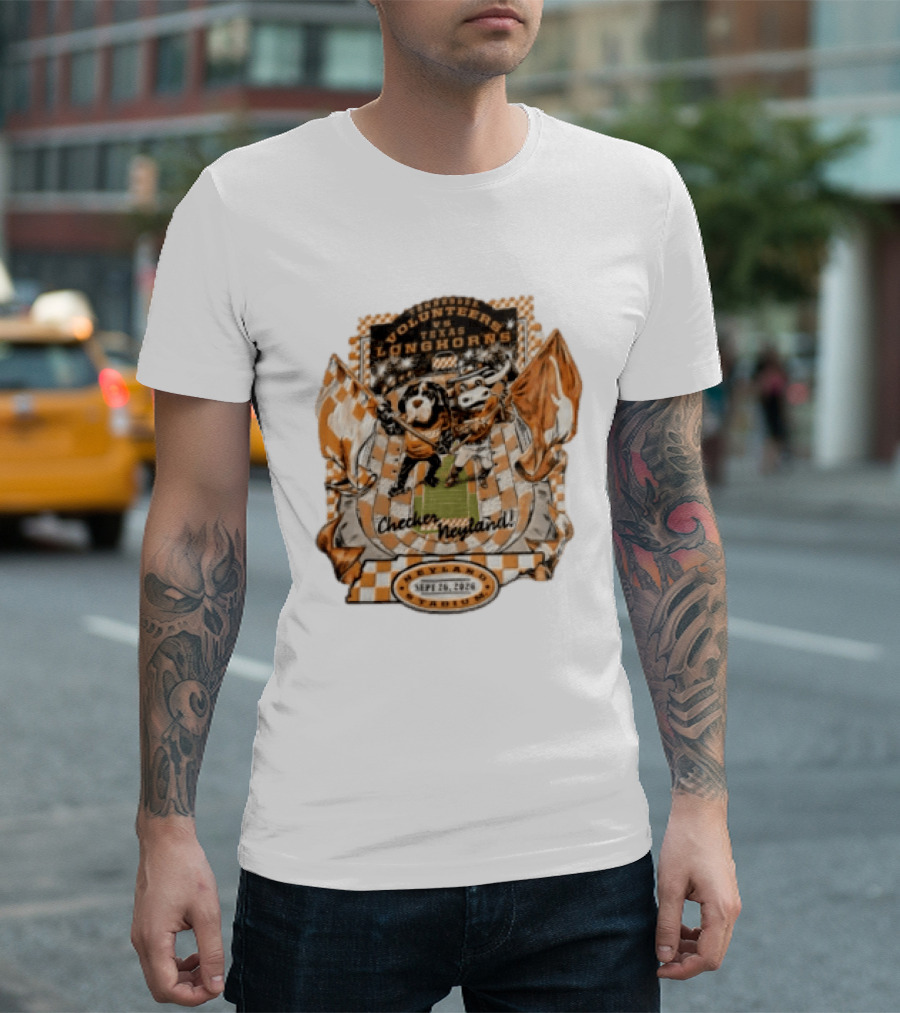 Tennessee Volunteers Vs Texas Longhorns Neyland Stadium Checker Neyland Sept 26 2026 T-Shirt