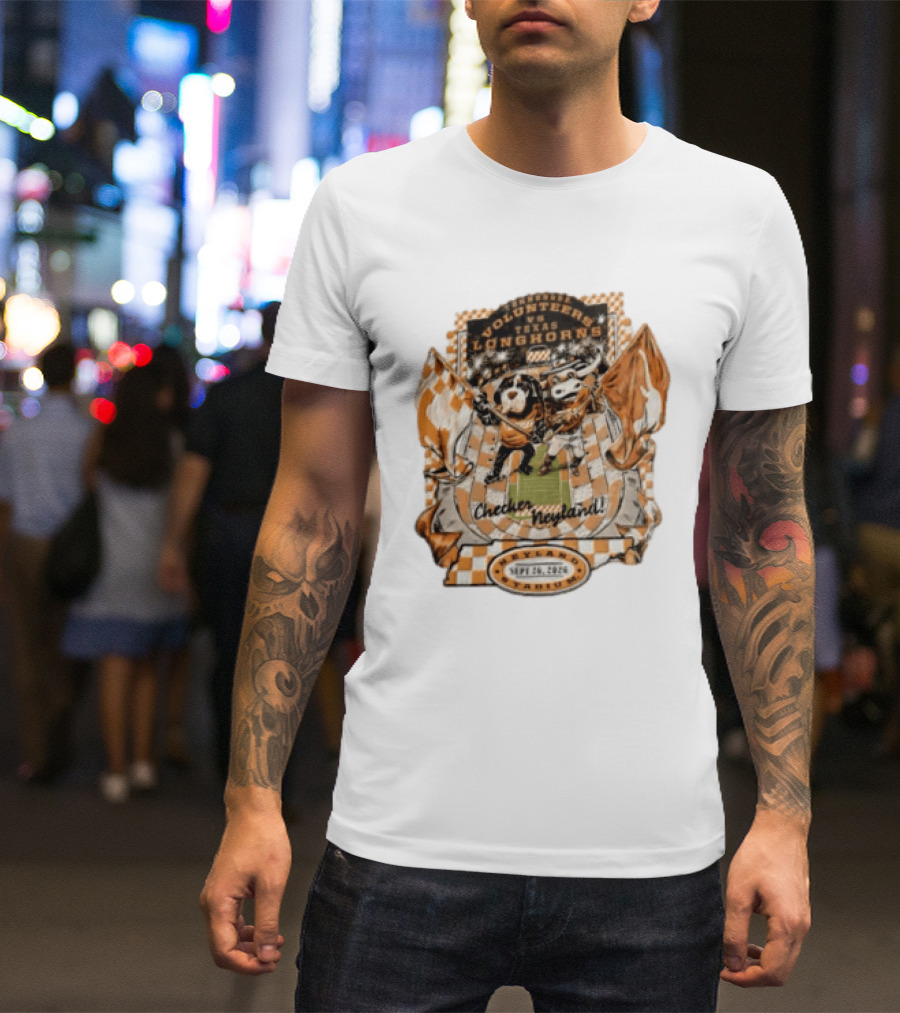 Tennessee Volunteers Vs Texas Longhorns Neyland Stadium Checker Neyland Sept 26 2026 T-Shirt