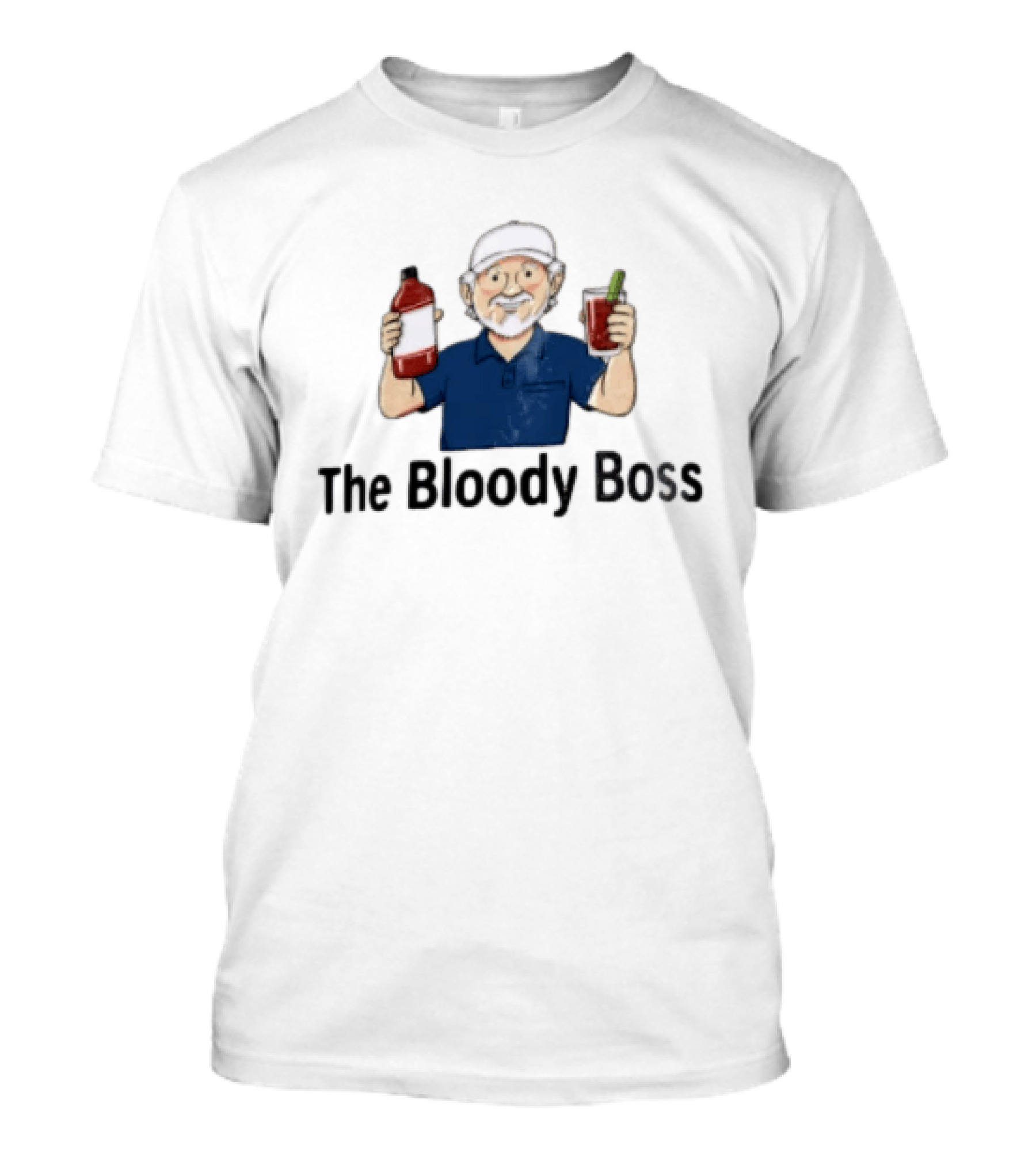 The Bloody Boss Funny Cartoon Character Holding Drink And Bottle T-Shirt