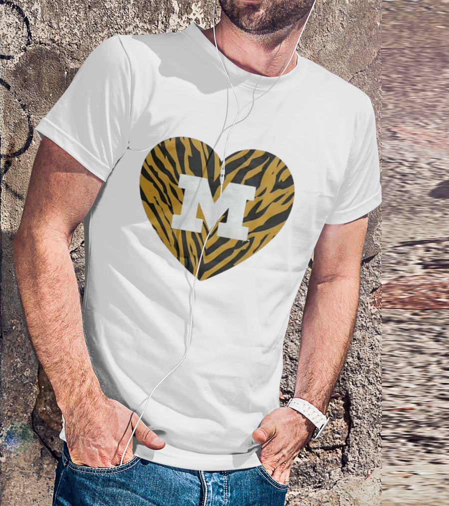 Mizzou Heart M Tiger Stripes Bold Spirit T-Shirt