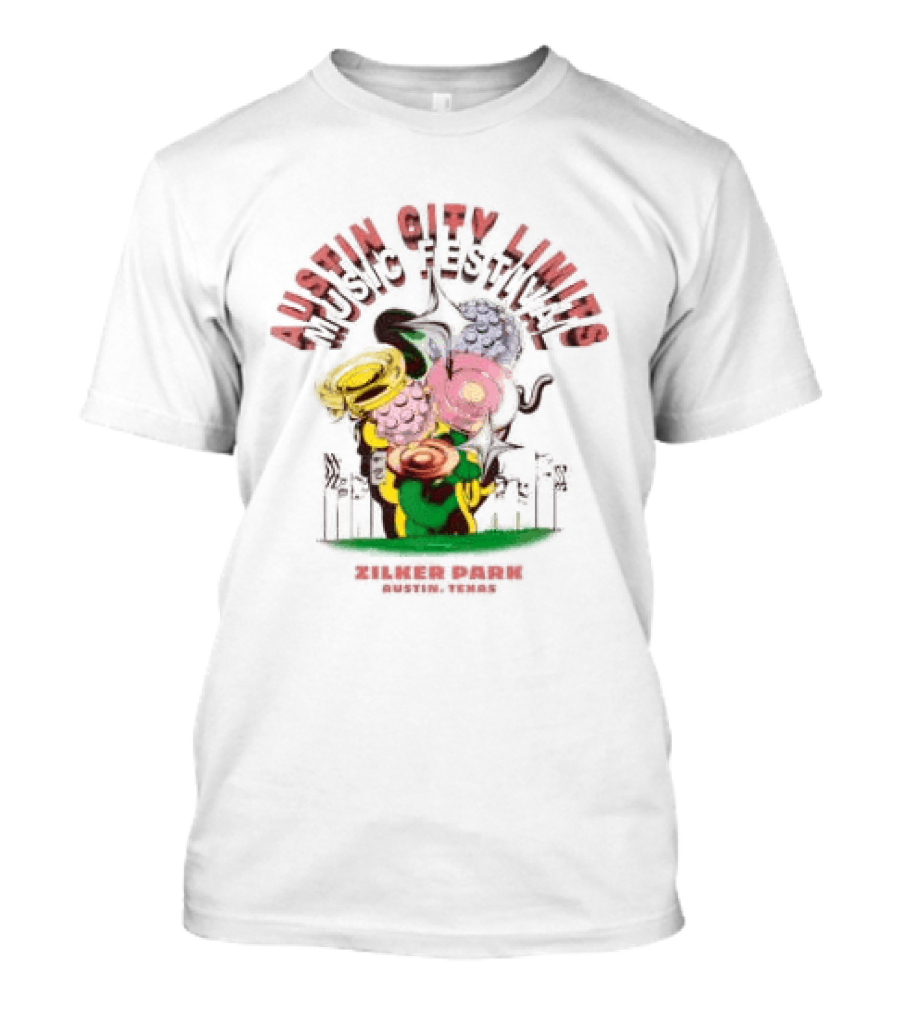 Austin City Limits Music Festival Psychedelic Florals 2023 Lineup T-Shirt