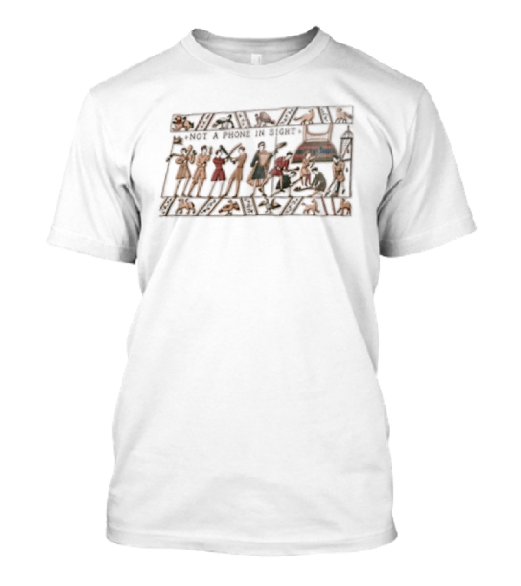 Bayeux Tapestry Not A Phone In Sight Medieval Gathering Scene T-Shirt