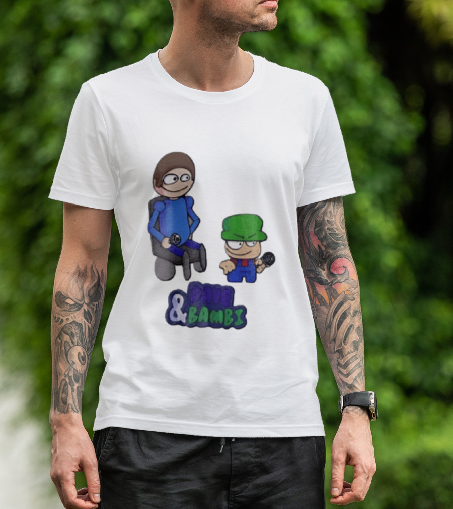 Dave And Bambi Characters Holding Microphones Cartoon T-Shirt