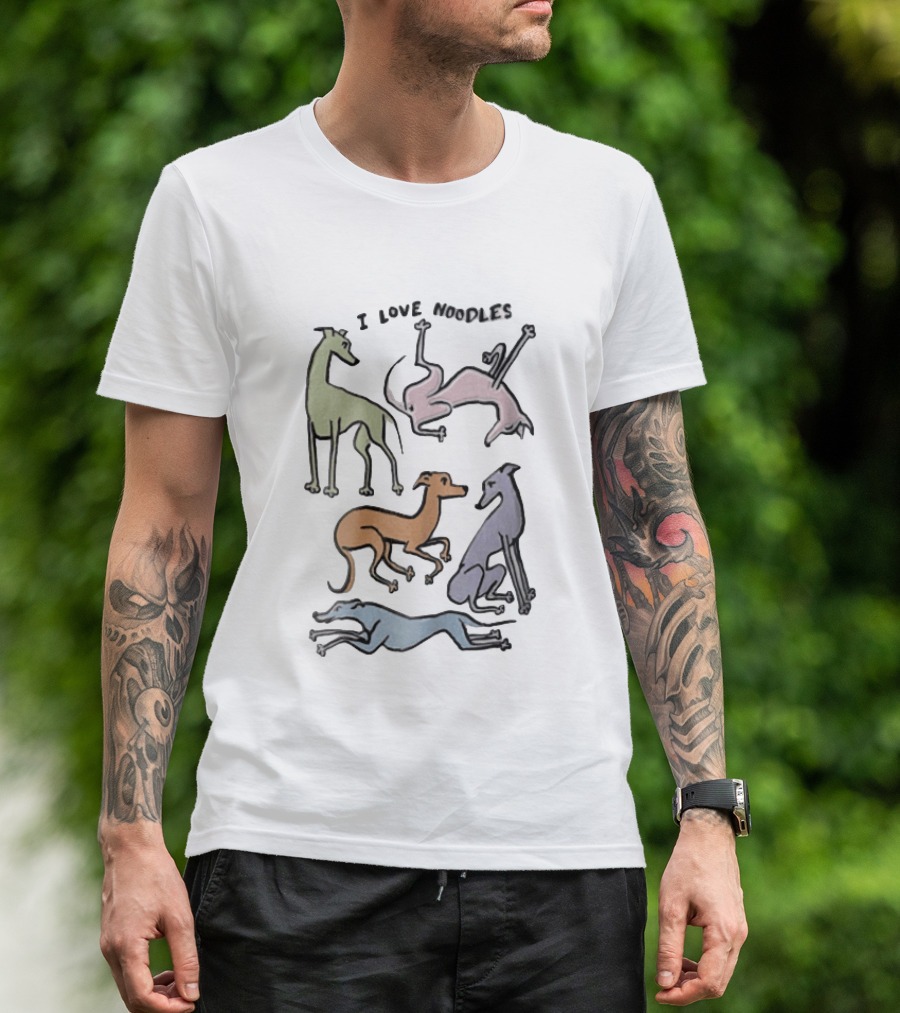 I Love Noodles Five Colorful Greyhound Dogs T-Shirt