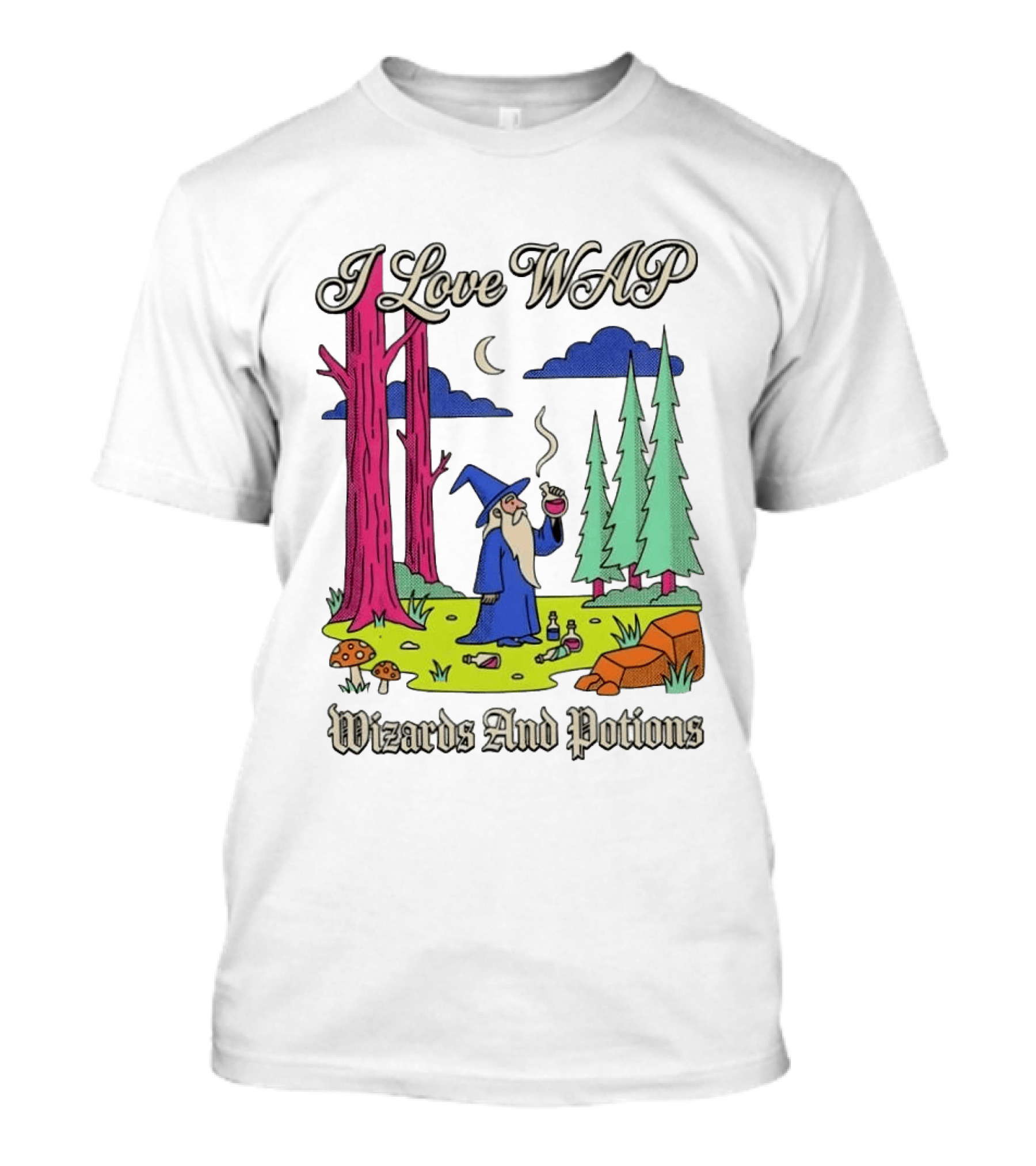 I Love WAP Wizards And Potions Vintage Wizard Forest Scene T-Shirt
