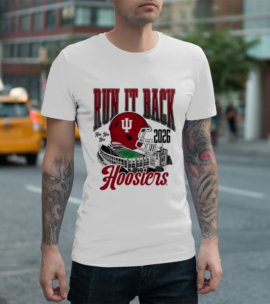 Run It Back Hoosiers Football Helmet 2026 Indiana University T-Shirt