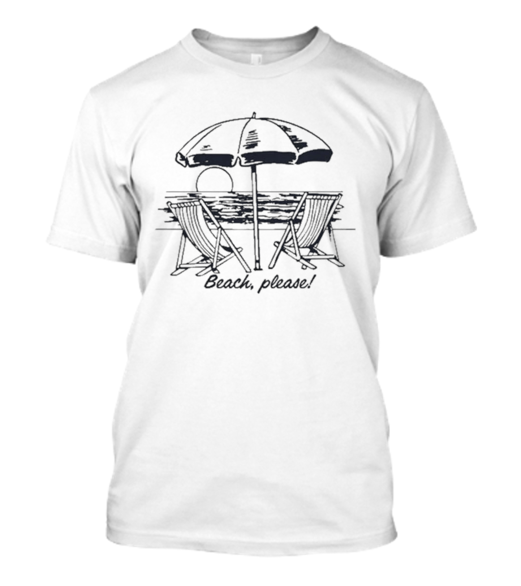 Oceans Calling Festival 2026 Women's Beach Please Sunset Umbrella Ocean Scene T-Shirt
