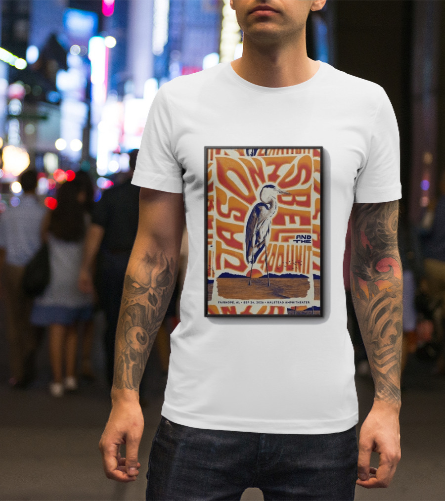 Original Jason Isbell And The 400 Unit September 24 2026 Fairhope AL Halstead Amphitheater Heron T-Shirt