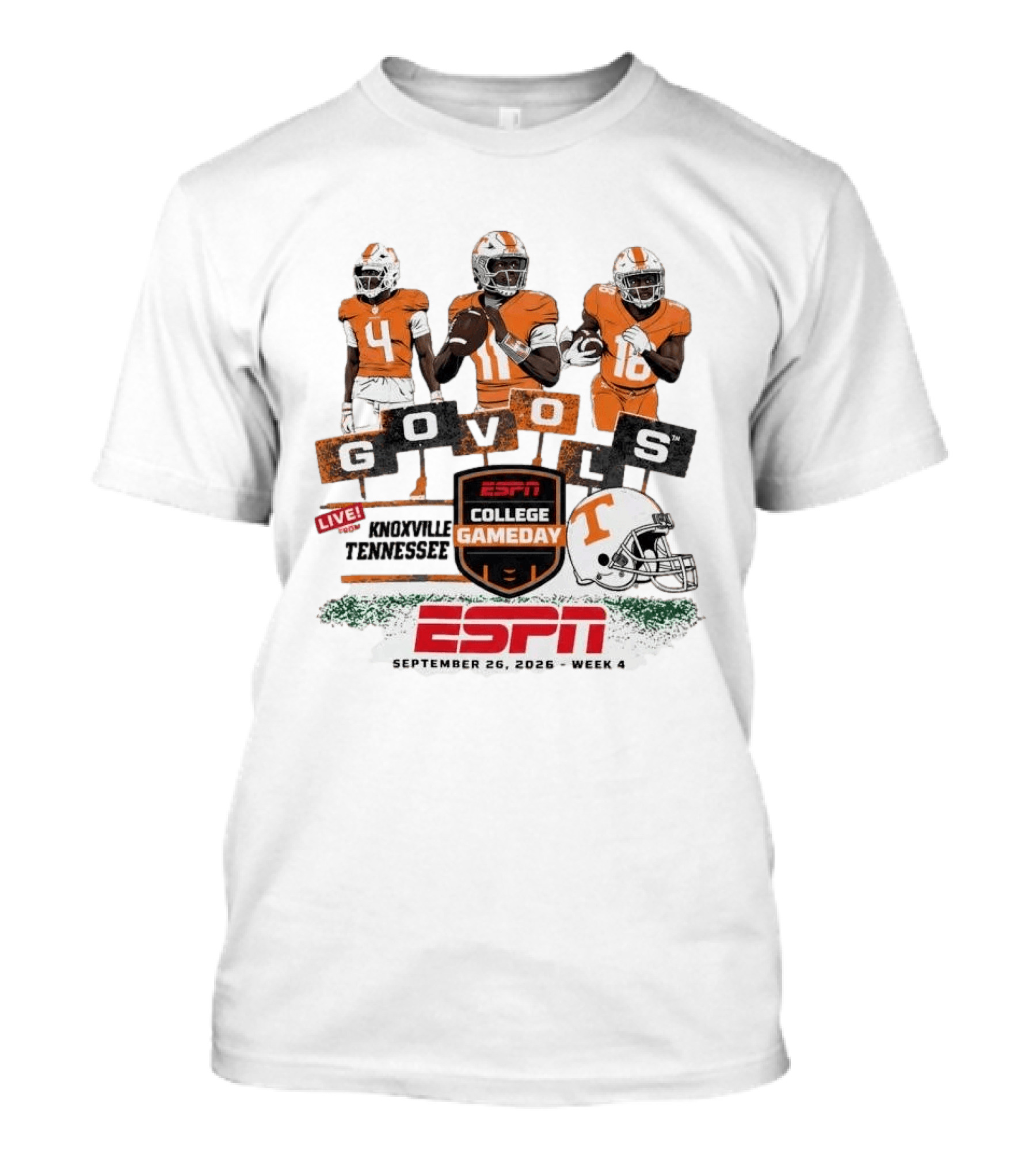 Gameday Knoxville Tennessee Go Vols ESPN College Football September 26 2026 Week 4 T-Shirt