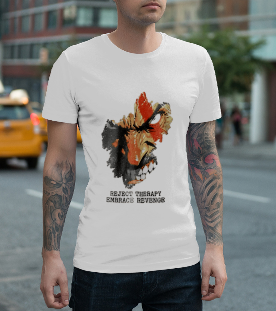 Reject Therapy Embrace Revenge Kratos Angry Bearded Man Red Tattoo God Of War T-Shirt