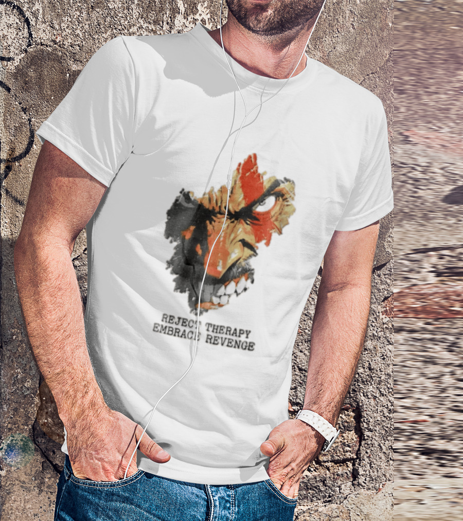 Reject Therapy Embrace Revenge Kratos Angry Bearded Man Red Tattoo God Of War T-Shirt