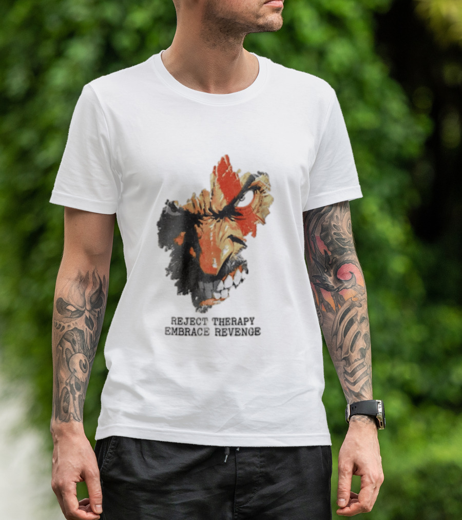 Reject Therapy Embrace Revenge Kratos Angry Bearded Man Red Tattoo God Of War T-Shirt