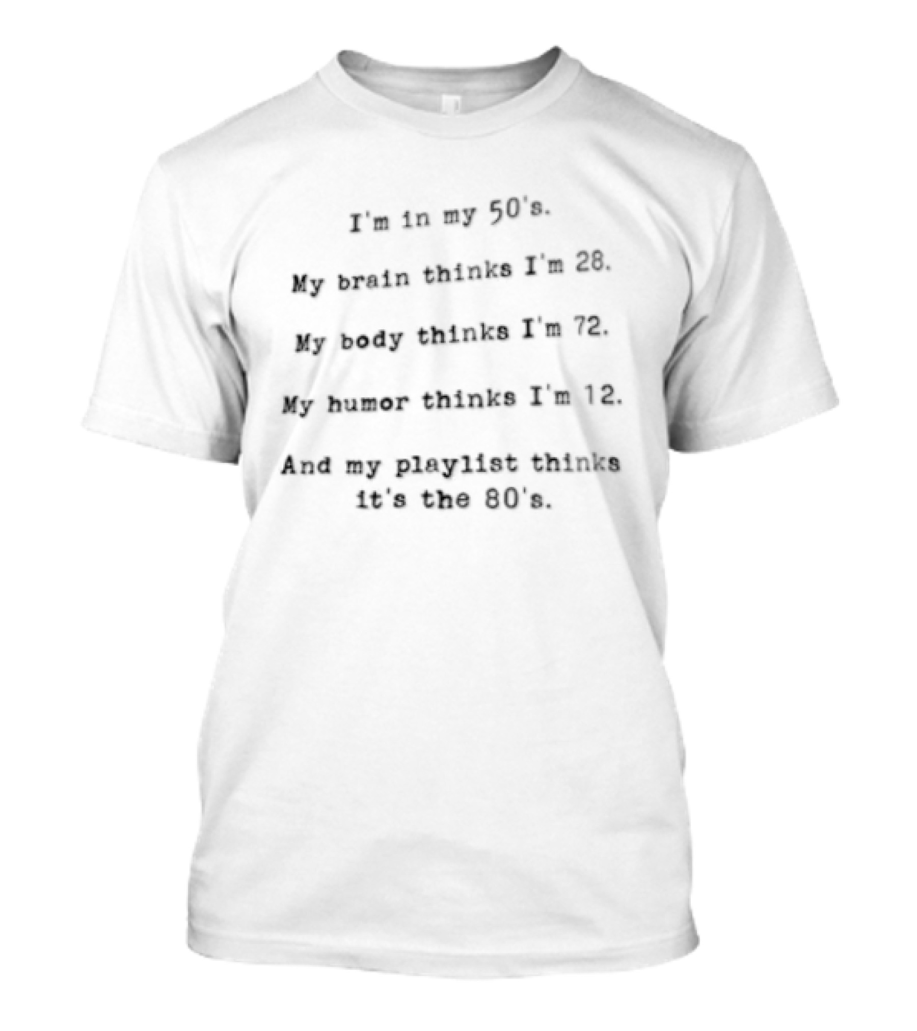 I'm In My 50s Brain Thinks I'm 28 Body Thinks I'm 75 Humor Thinks I'm 18 Password Thinks It's The 80s T-Shirt