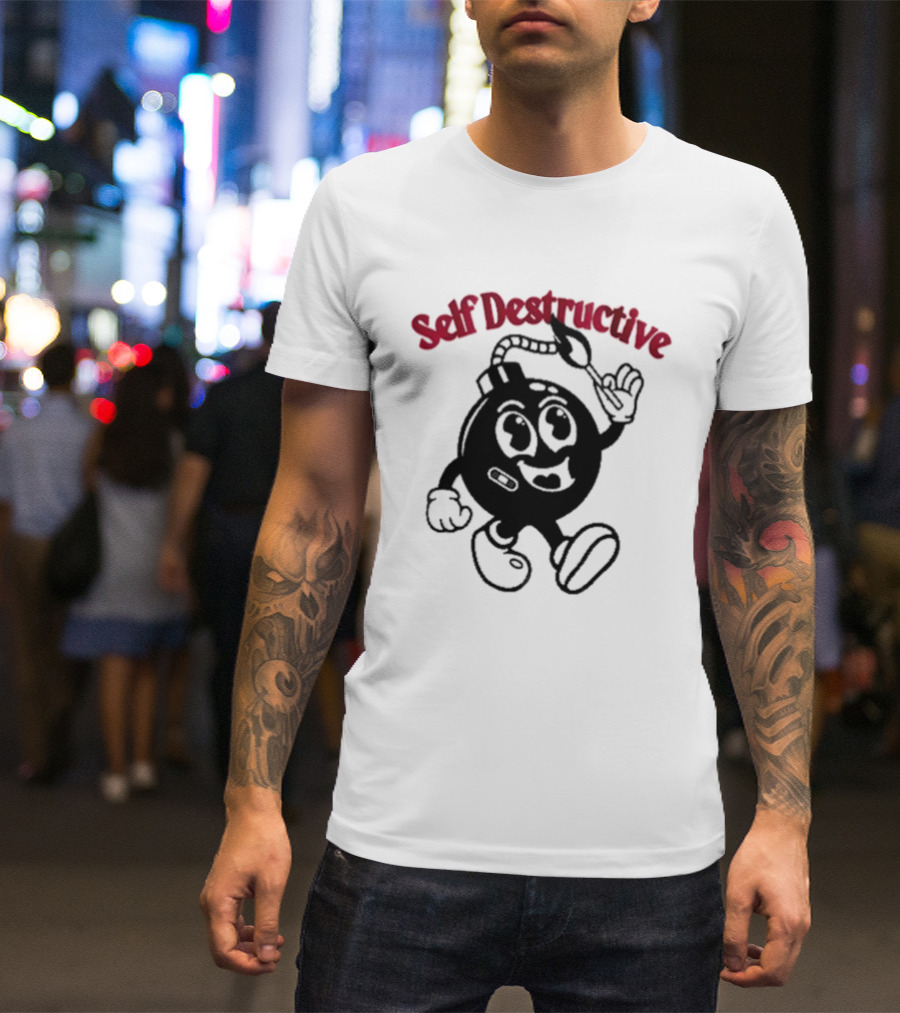 Self Destructive Cartoon Bomb Character With Happy Face T-Shirt