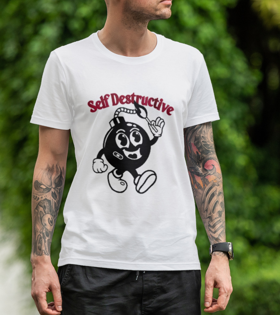 Self Destructive Cartoon Bomb Character With Happy Face T-Shirt