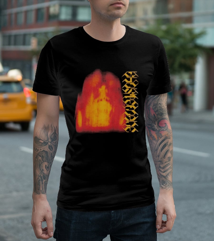 Ghostemane Face Hexagon Symbols And Red Yellow Abstract Blaze T-Shirt